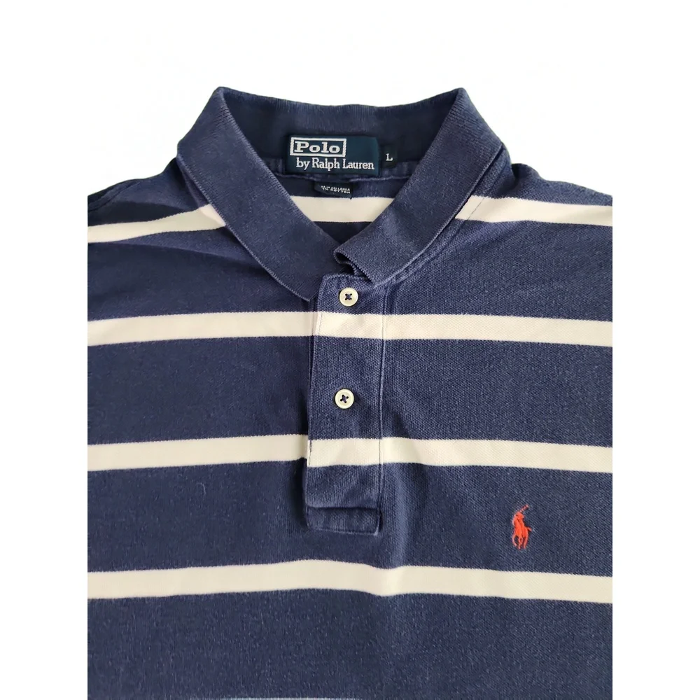 Polo Ralph Lauren Mens Large Striped Polo Shirt 100% Cotton Preppy Golf Top